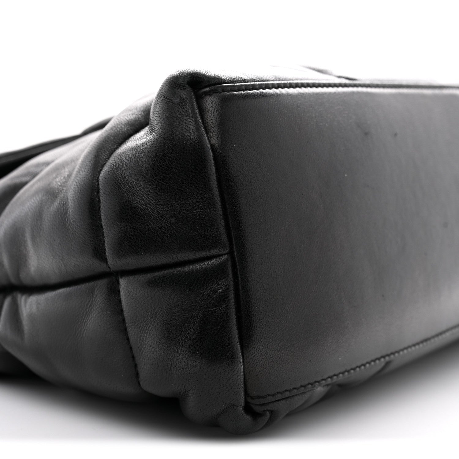Lambskin Quilted Medium Loulou Puffer Monogram Chain Satchel Black