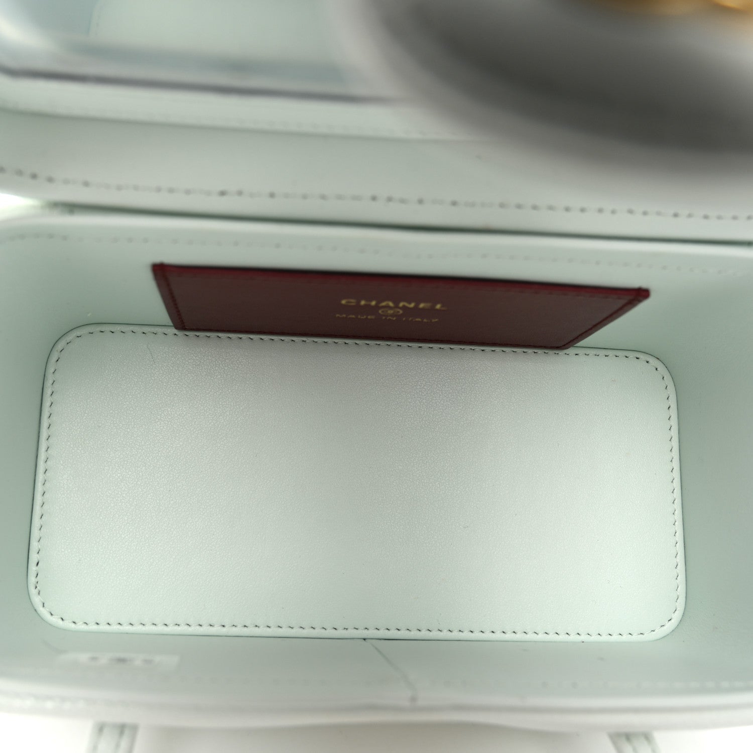 Shiny Caviar Preppy Coco Long Vanity With Strap Light Blue