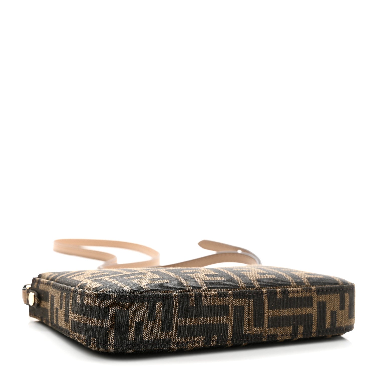 Fabric Jacquard Vitello Grace FF 1974 Baguette Pouch Tobacco Moro Sand