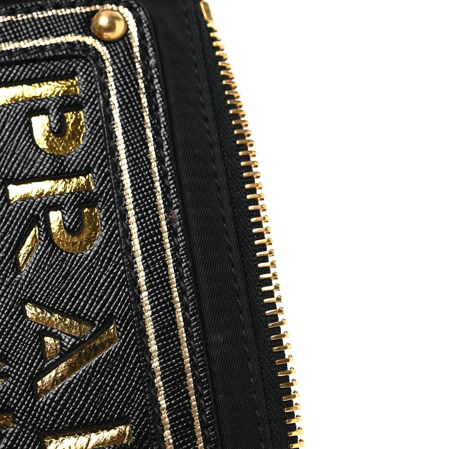 Tessuto Bandoliera Logo Shoulder Bag Gold Black