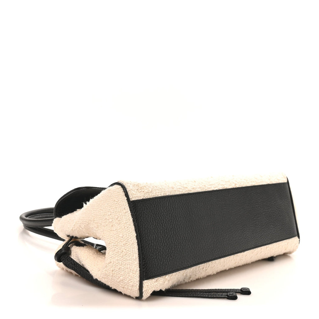 Grained Calfskin Boucle Urban Essentials Small Shopping Bag Ecru Black