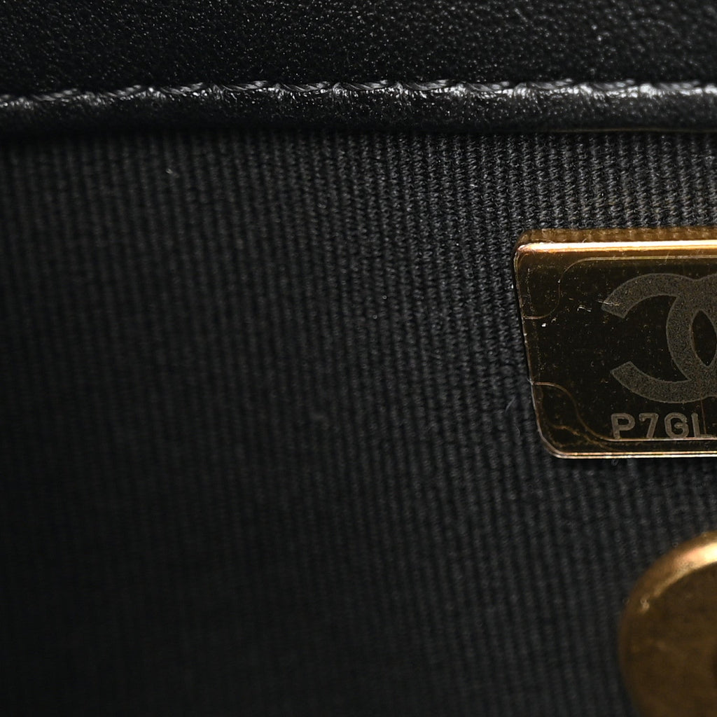 Shiny Lambskin Quilted Mini Flap Black