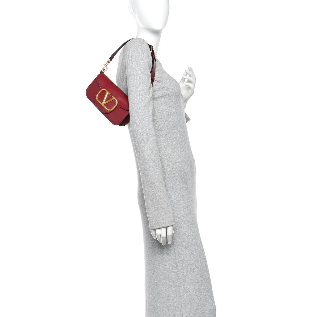 Smooth Calfskin Vlogo Mini Loco Crossbody Bag Dark Red