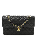 Caviar Quilted Small Double Flap Black