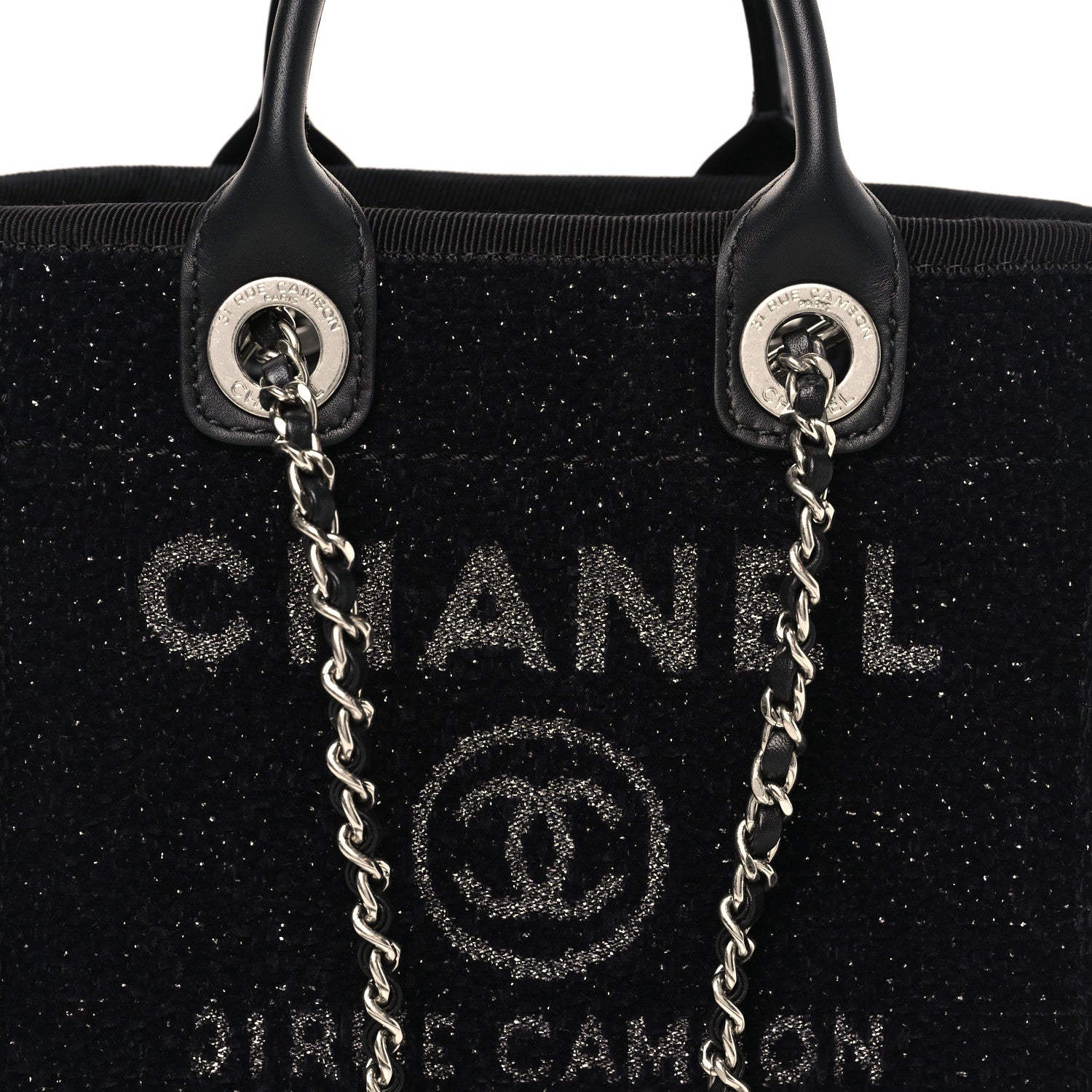 Lurex Canvas Mini Deauville Tote Black