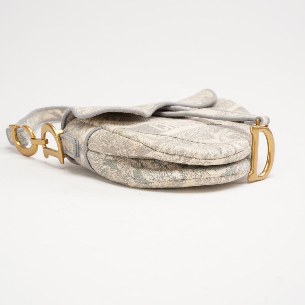 Dior Saddle Medium Canvas White / Grey
