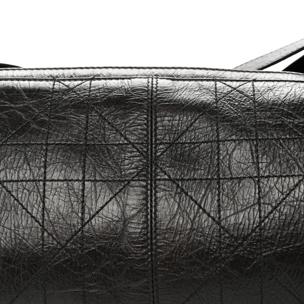 Crinkled Calfskin Macrocannage Small D-Journey Bag Black