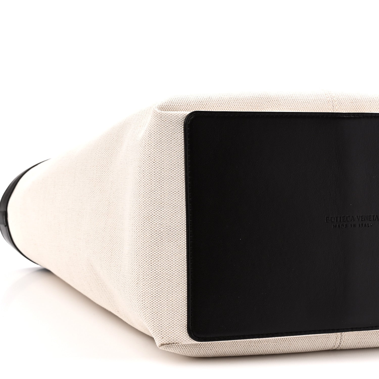 Canvas Mix Nappa Intrecciato Medium Flip Flap Tote Natural Fondant