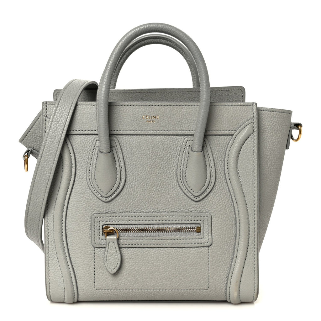 Drummed Calfskin Nano Luggage Pearl Blue
