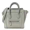 Drummed Calfskin Nano Luggage Pearl Blue
