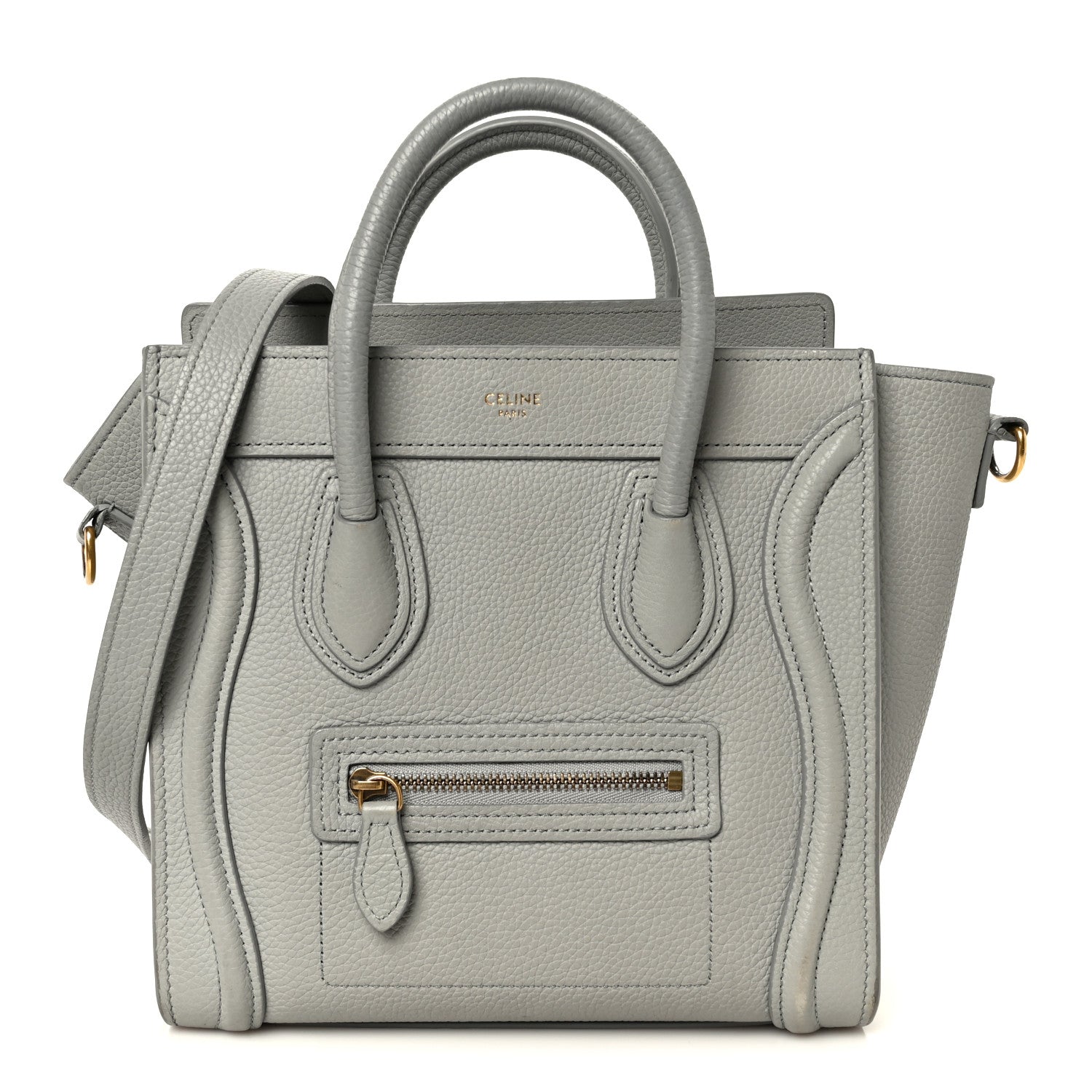 Drummed Calfskin Nano Luggage Pearl Blue