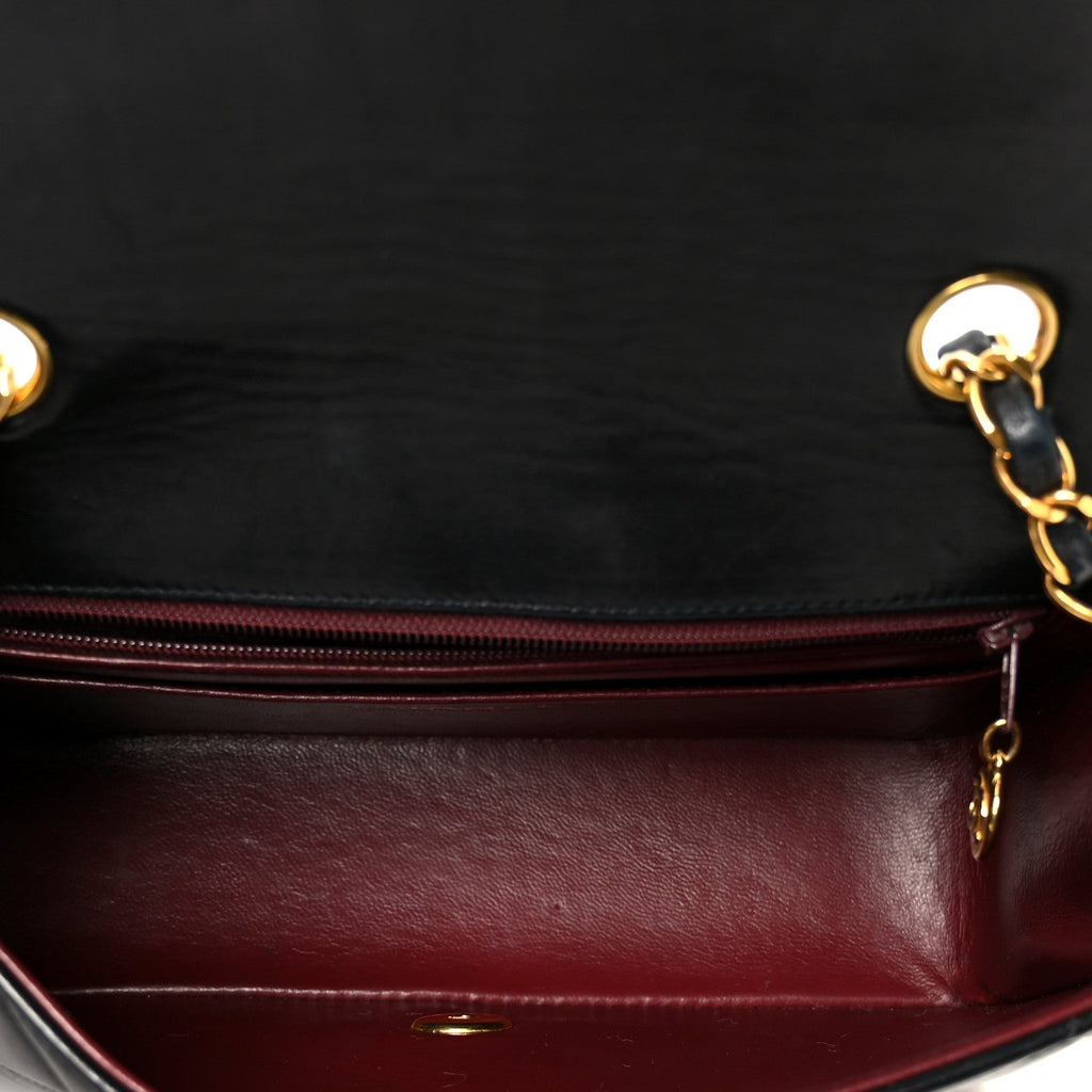 Lambskin Quilted Small Single Flap Black