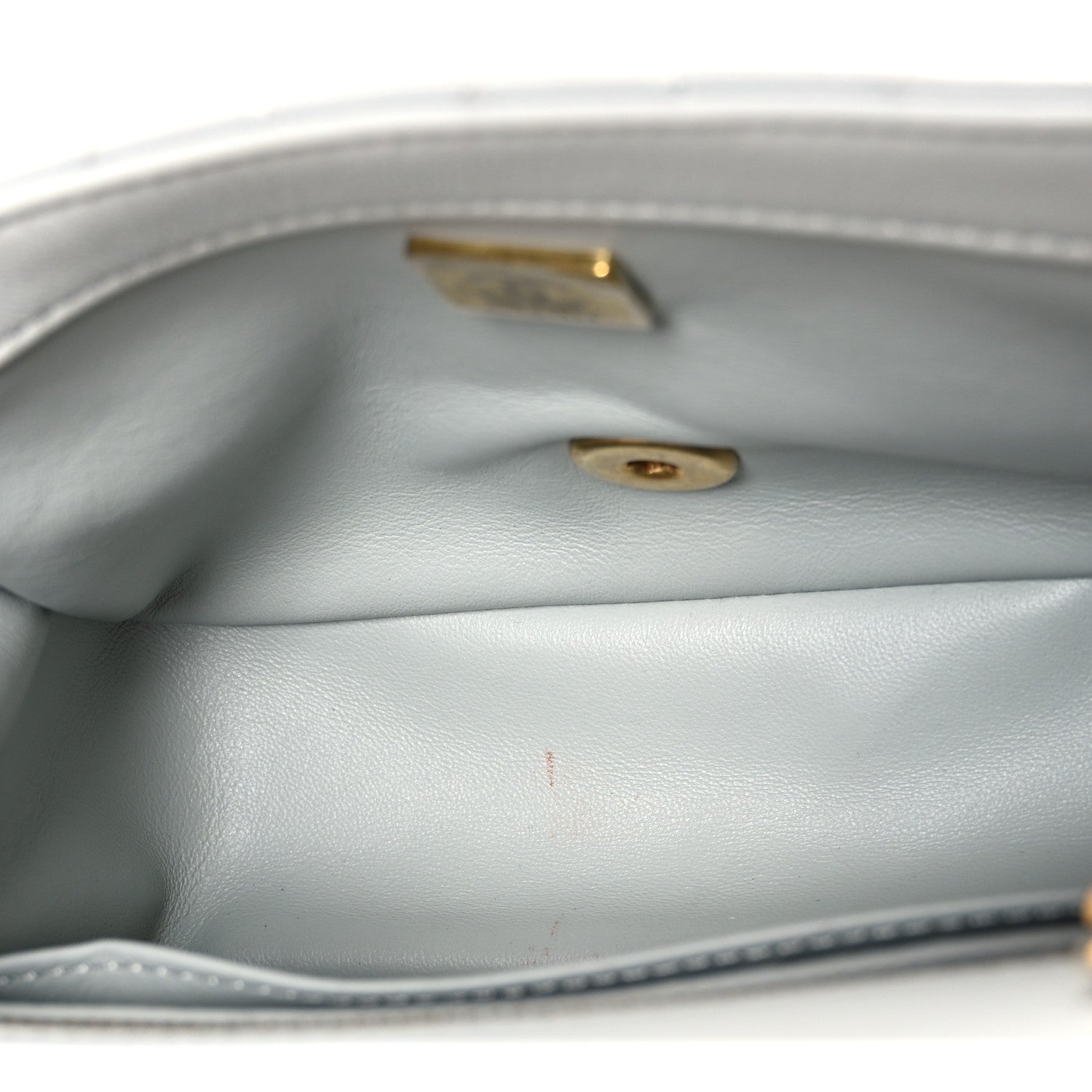 Lambskin Quilted Mini Pearl Crush Flap Light Grey
