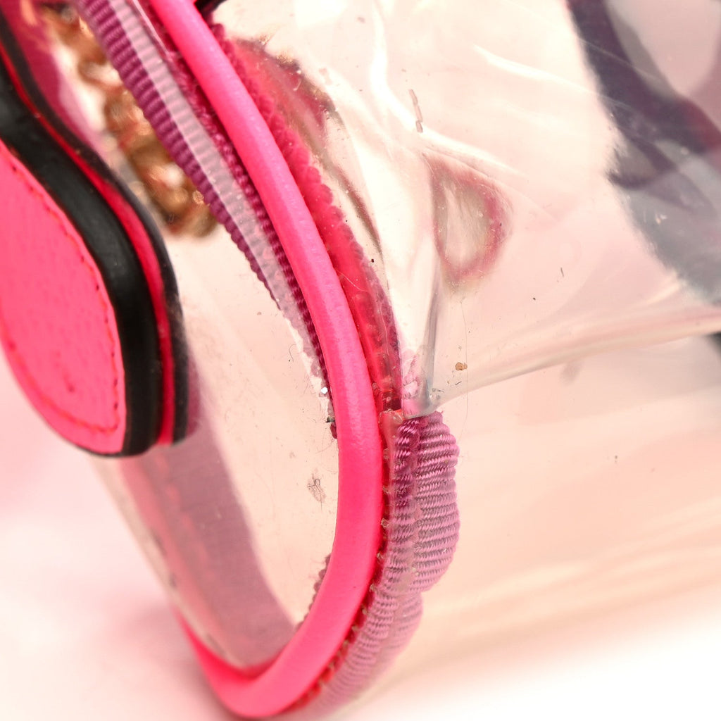 Vinyl Web Mini Ophidia Transparent Shoulder Bag Fluorescent Fuchsia