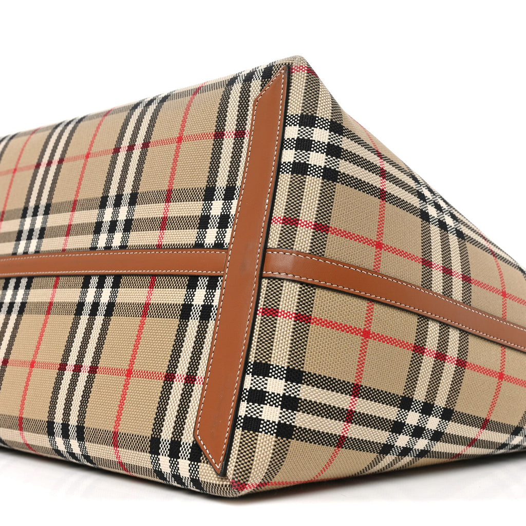 Cotton Vintage Check Large London Tote Bag Briar Brown Black