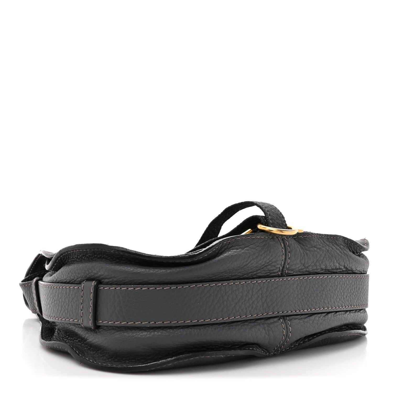 Grained Calfskin Medium Marcie Saddle Bag Iron Grey