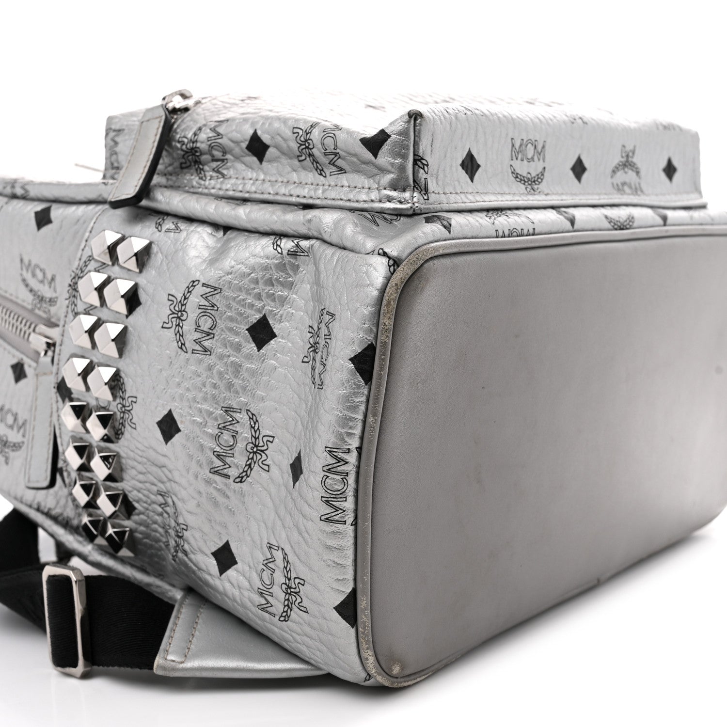 Metallic Visetos Medium Side Stud Stark Backpack Berlin Silver