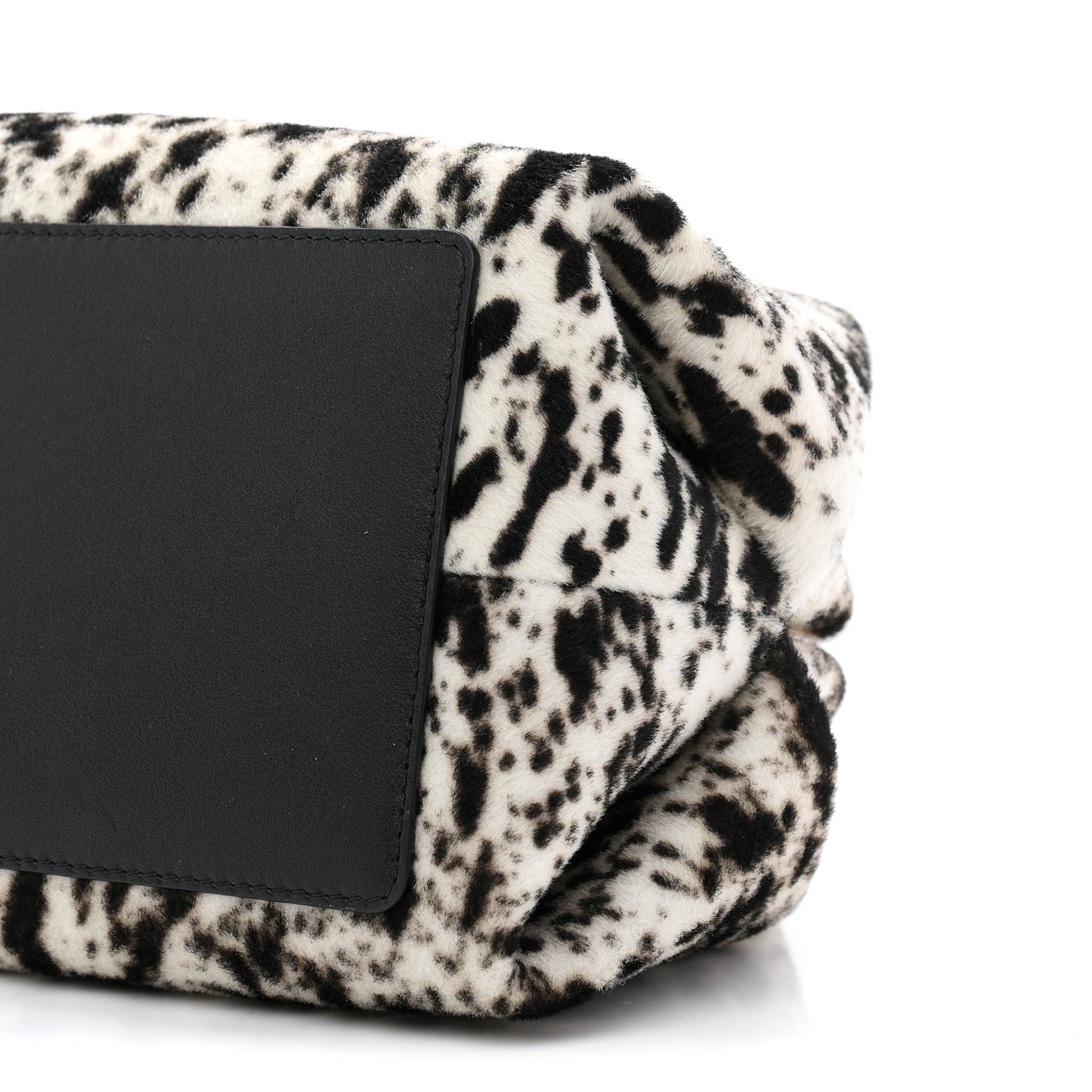Lambskin Pony Hair Printed Clutch With Chain Black White