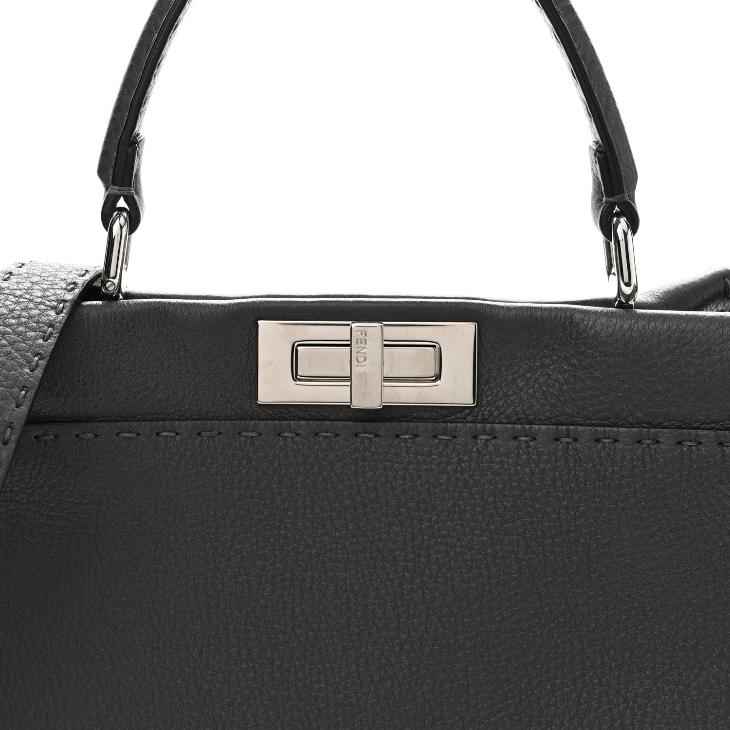 Cuoio Romano Selleria Bi-Color Medium Peekaboo Iconic Satchel Asphalt Milk