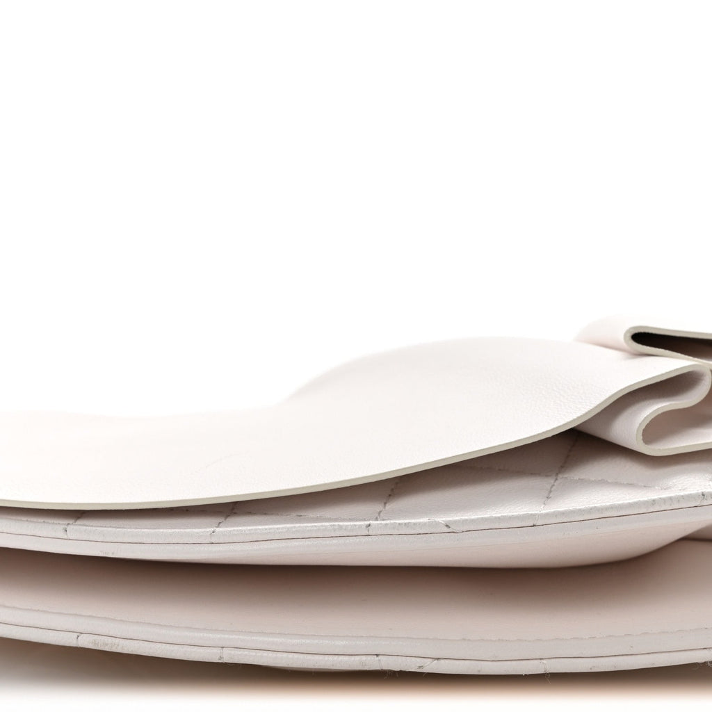 Lambskin Quilted Wave Clutch White