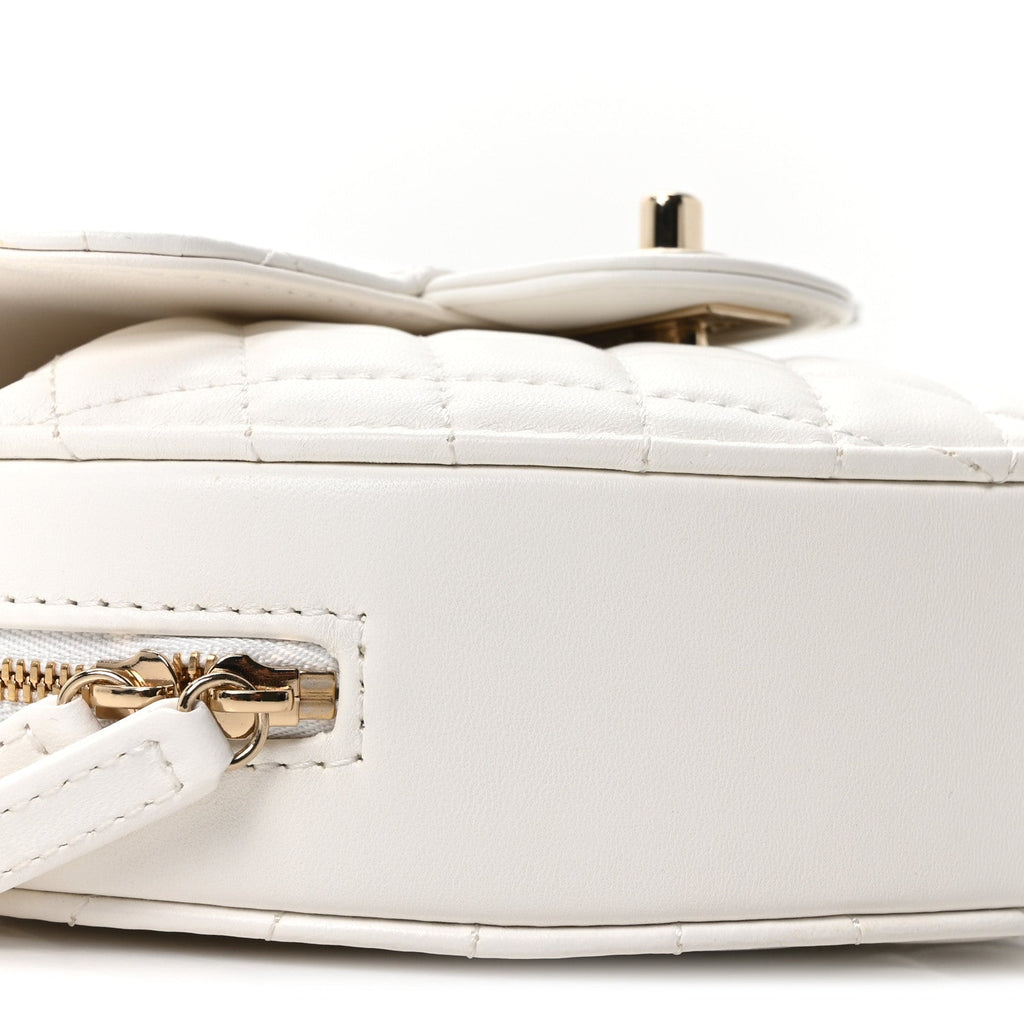 Lambskin Quilted CC In Love Heart Bag White