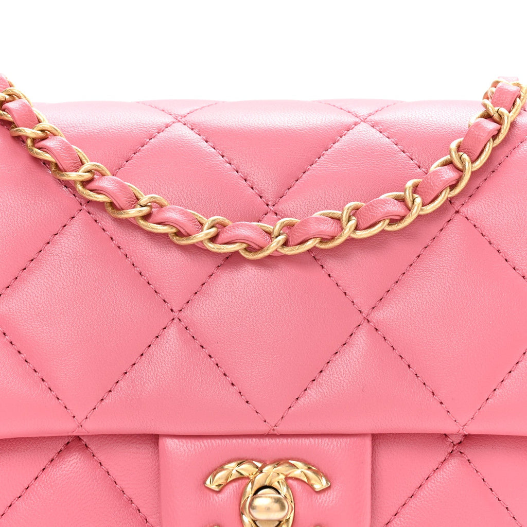 Lambskin Quilted CC Small Dynasty Flap Pink