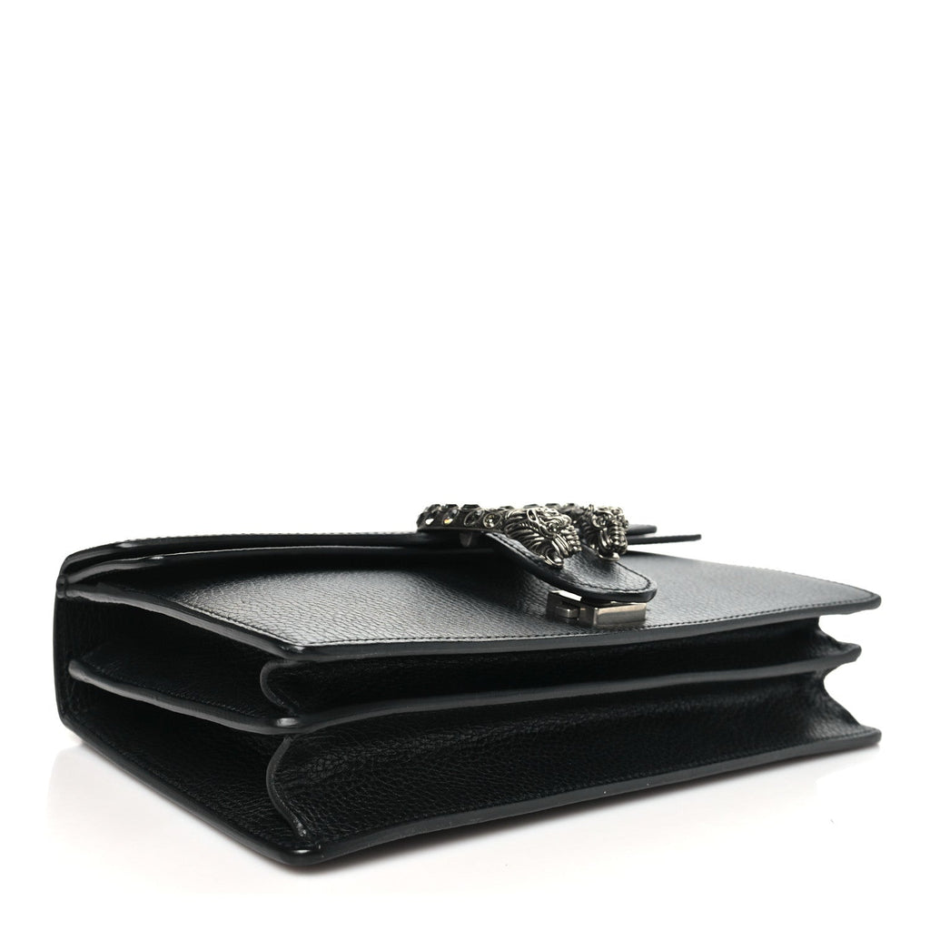 Pebbled Calfskin Small Dionysus Shoulder Bag Black