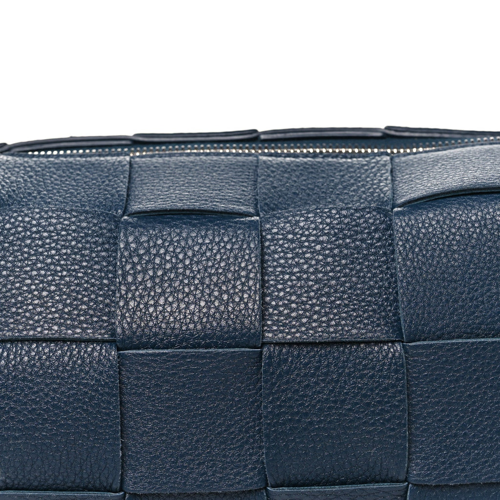 Grained Calfskin Maxi Intrecciato Brick Cassette Bag Deep Blue