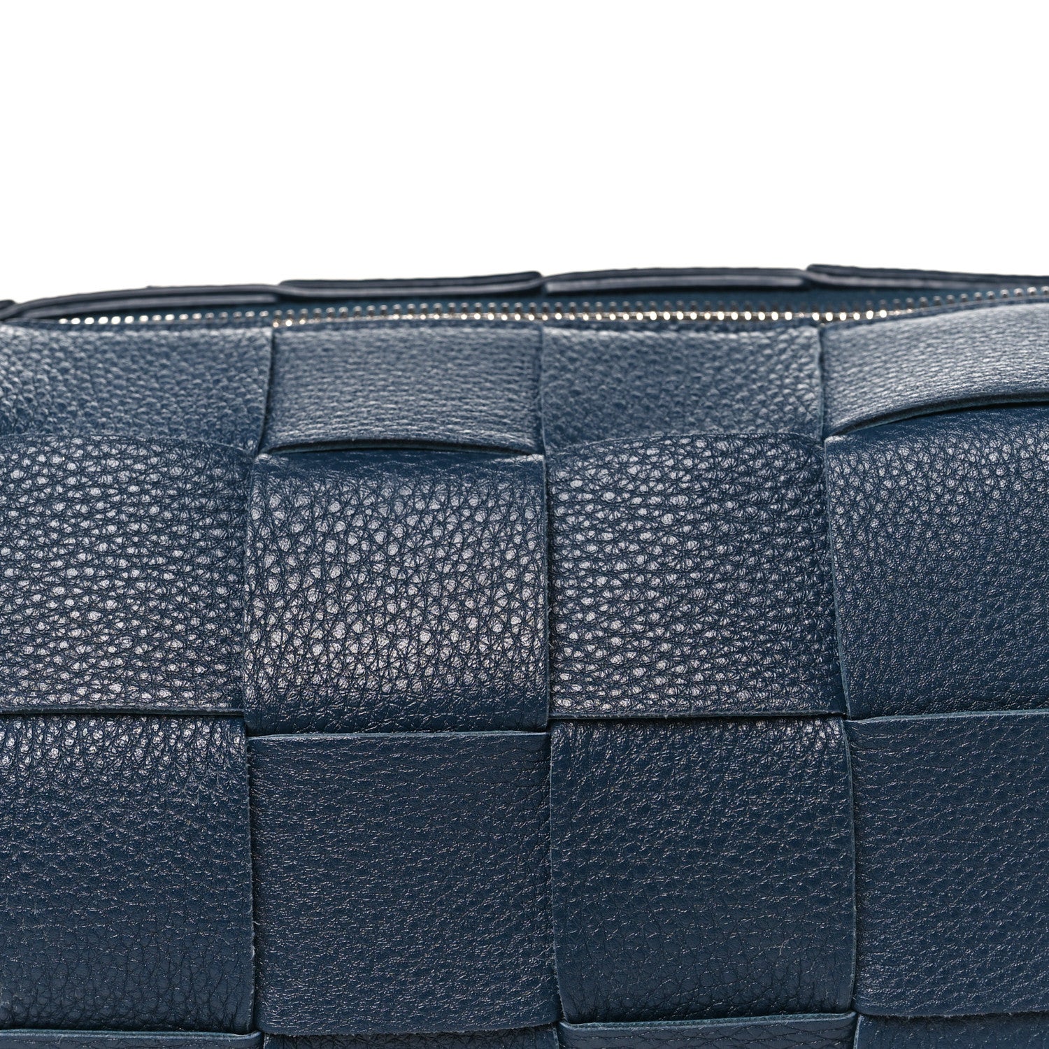 Grained Calfskin Maxi Intrecciato Brick Cassette Bag Deep Blue