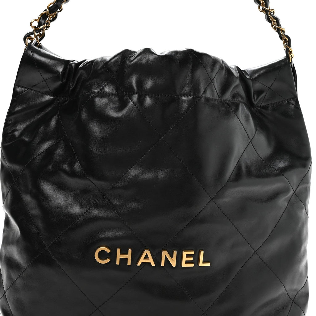 Shiny Calfskin Quilted Small Chanel 22 Black