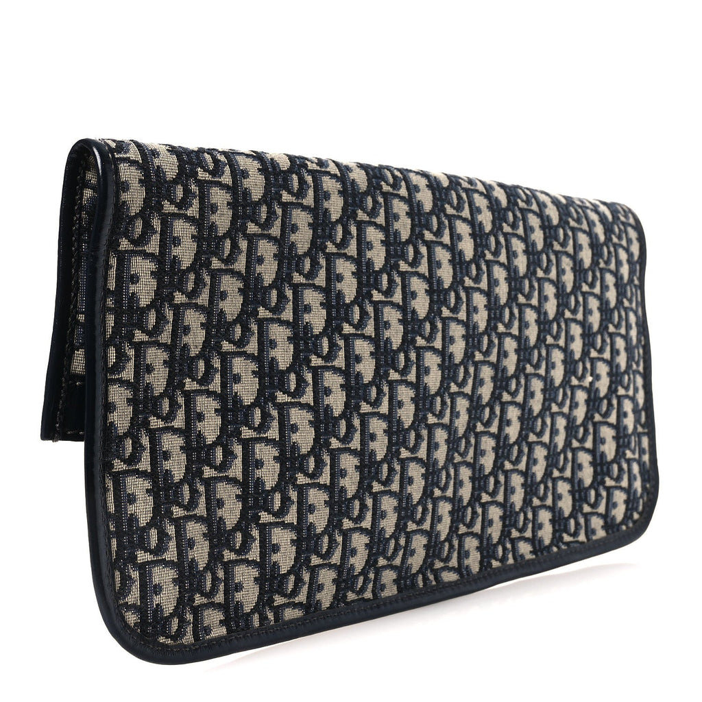 Oblique Fold Over Clutch Blue