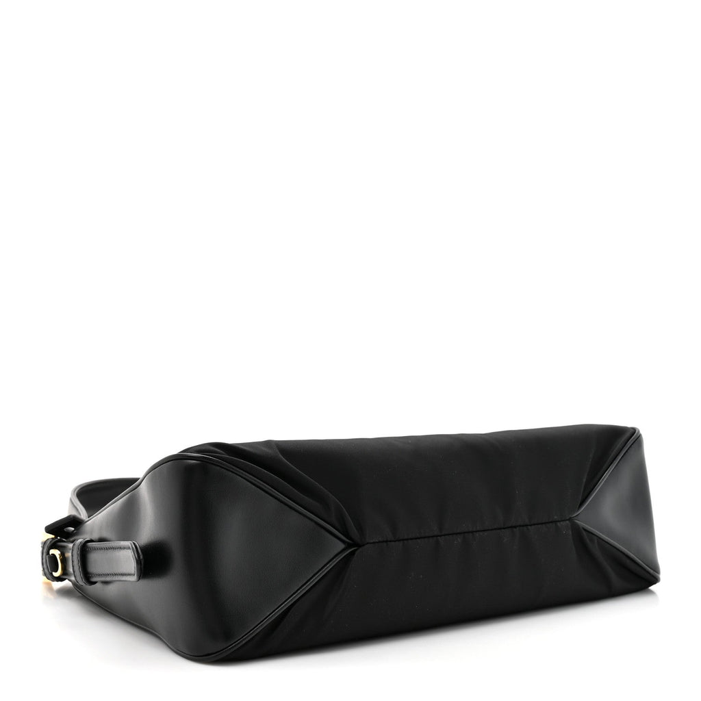 Re-Nylon Vitello Large Aimee Shoulder Bag Black
