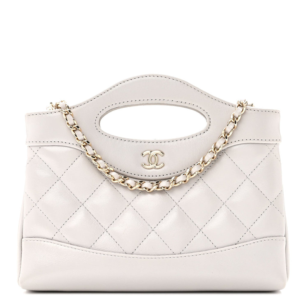 Shiny Lambskin Quilted Nano 31 Shopping Bag Grey