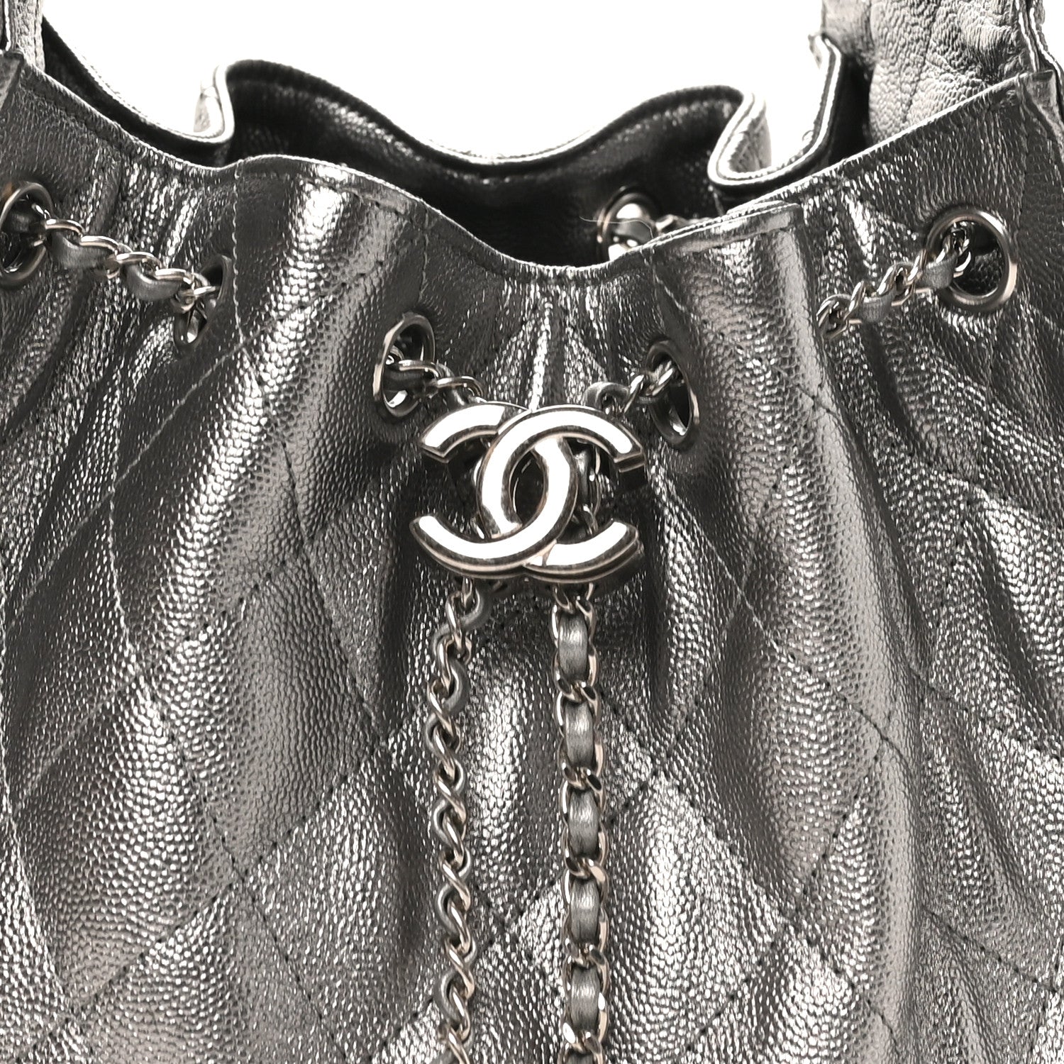 Metallic Caviar Quilted Small Chanel 25 Handbag Anthracite