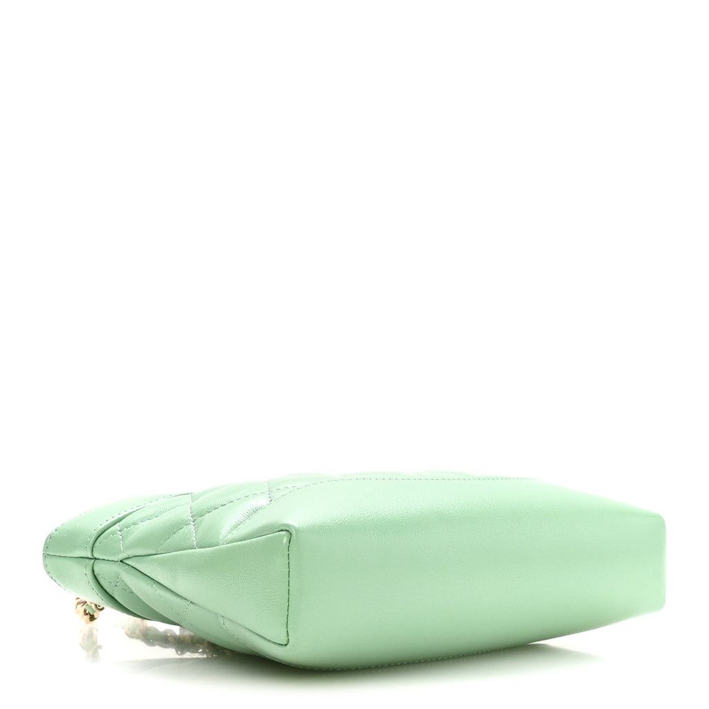 Shiny Crumpled Calfskin Quilted Nano 31 Shopping Bag Light Green