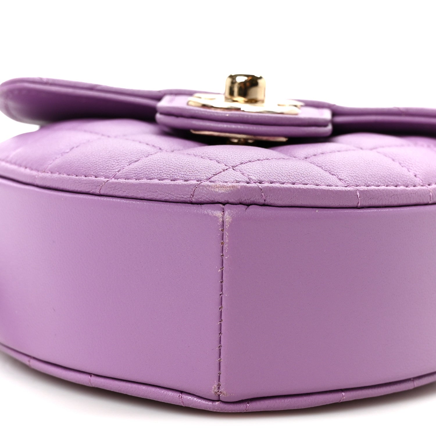 Lambskin Quilted CC In Love Heart Clutch With Chain Purple