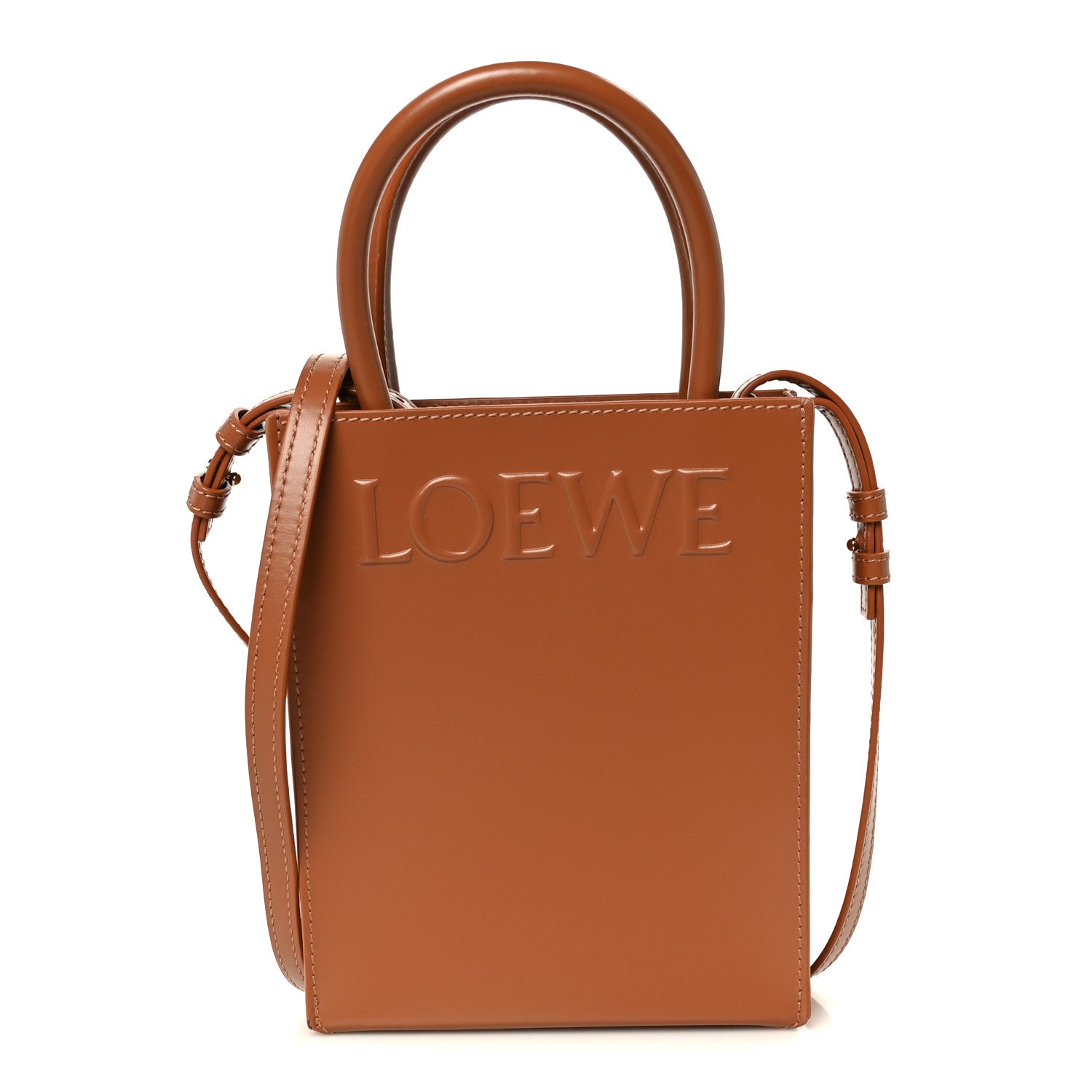Smooth Calfskin Logo Small A5 Tote Tan