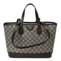 GG Supreme Monogram Textured Calfskin Small Ophidia Shoulder Tote Bag Beige Ebony New Acero