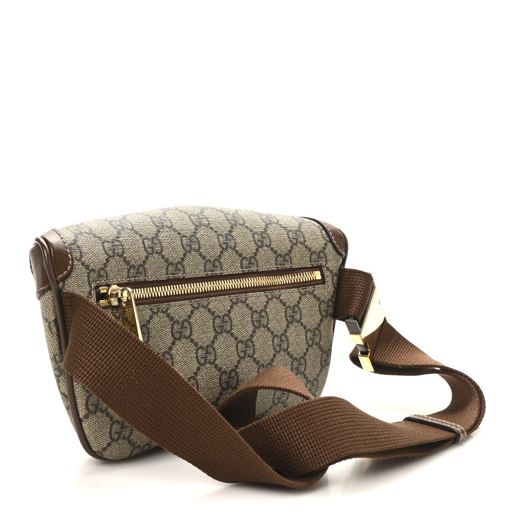 GG Supreme Monogram Textured Calfskin Retro Interlocking G Belt Bag Beige Ebony Brown Sugar