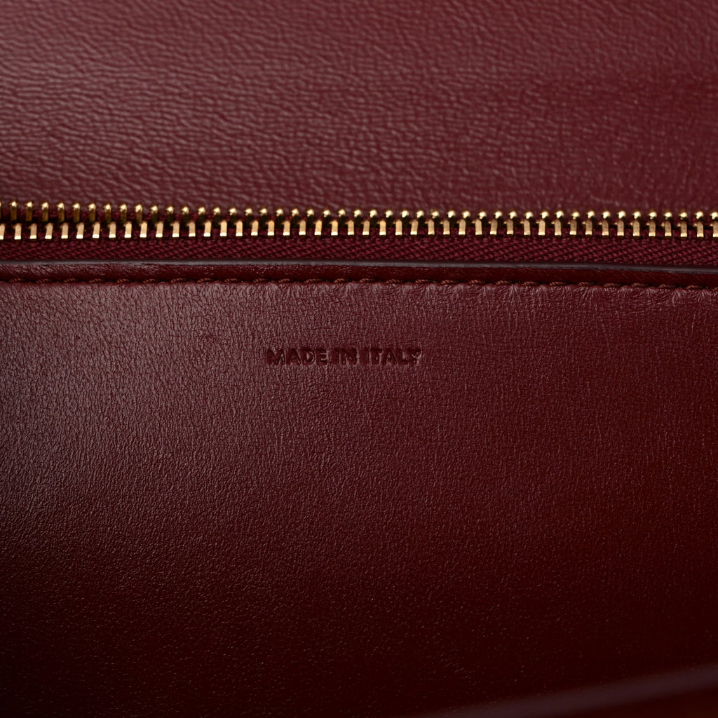 Box Calfskin Medium Classic Box Flap Bag Burgundy Burgundy