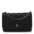 Caviar Quilted Wallet on Chain WOC Black