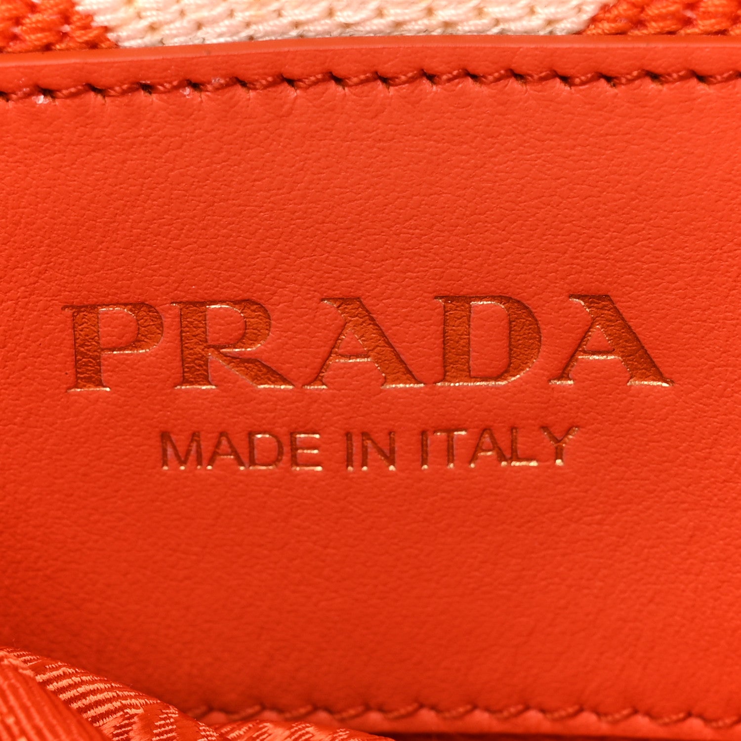 Jacquard Saffiano Triangolo Symbole Embroidered Small Tote Arancio White