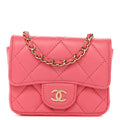 Lambskin Quilted Mini Chain Belt Bag Pink