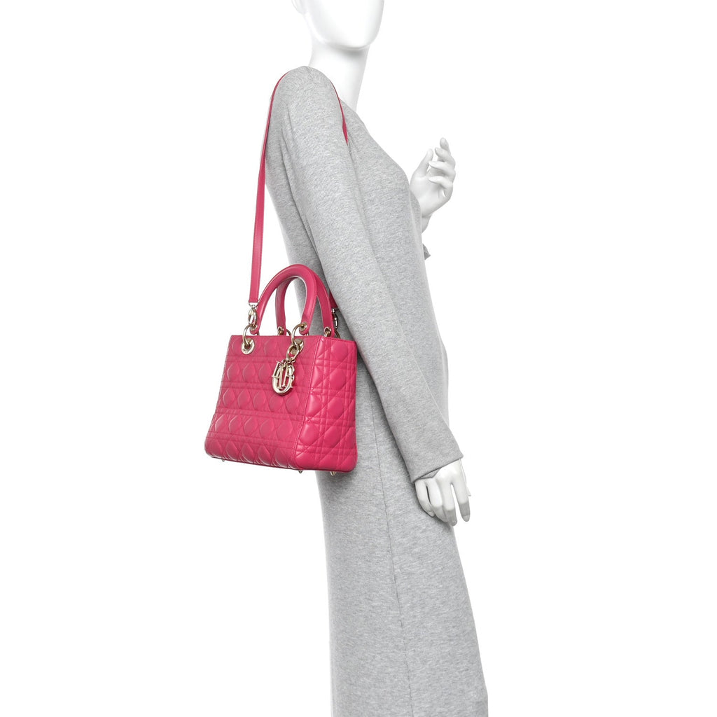 Lambskin Cannage Medium Lady Dior Pink