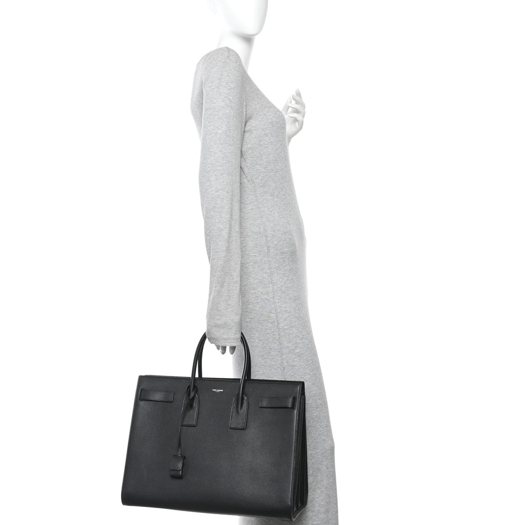 Grained Calfskin Large Sac De Jour Carryall Black