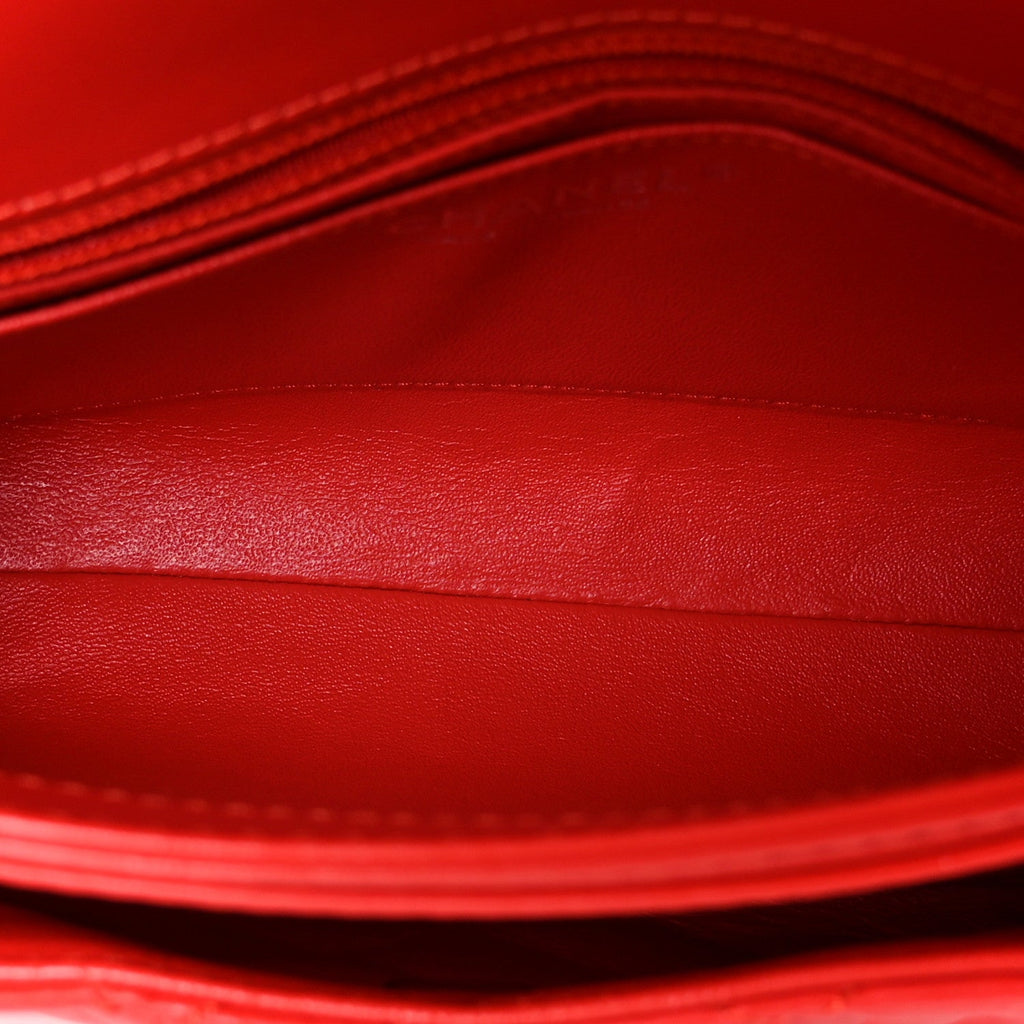 Lambskin Quilted Small Geometric Flap Red