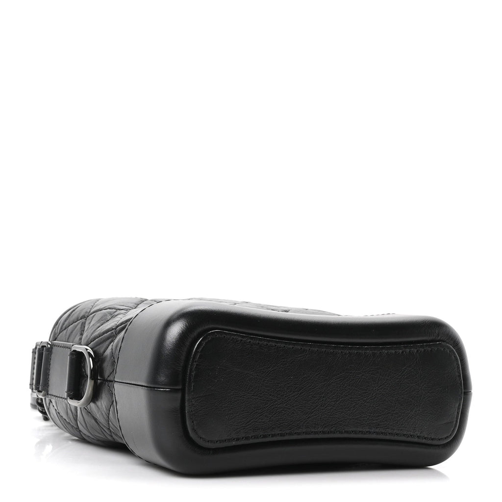 Aged Calfskin Quilted Small Gabrielle Hobo So Black