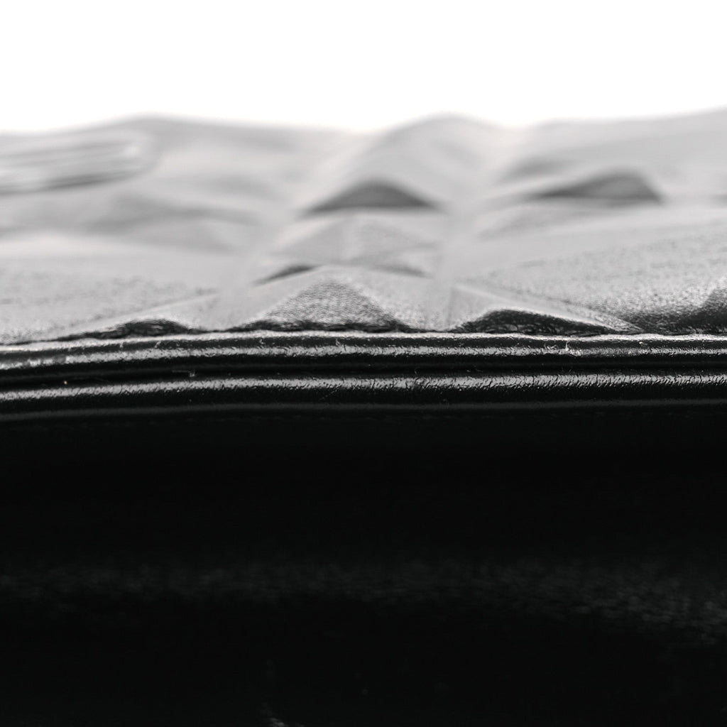 Calfskin Macrocannage Diamond Caro Zipped Pouch With Chain Black