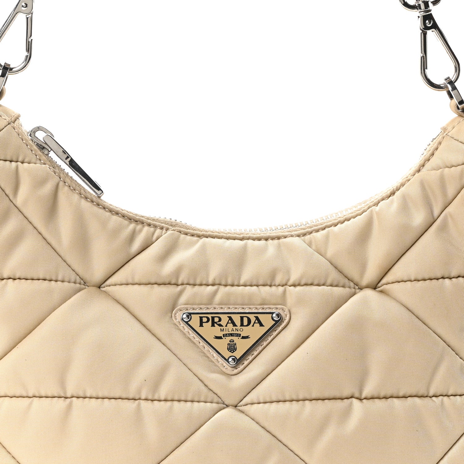 Re-Nylon Triangle Quilted Padded Patchwork System Shoulder Bag Deserto
