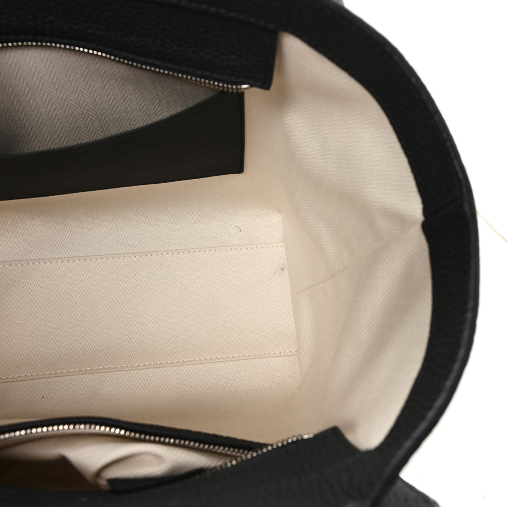Grained Calfskin Marlo 12 Tote Bag Black